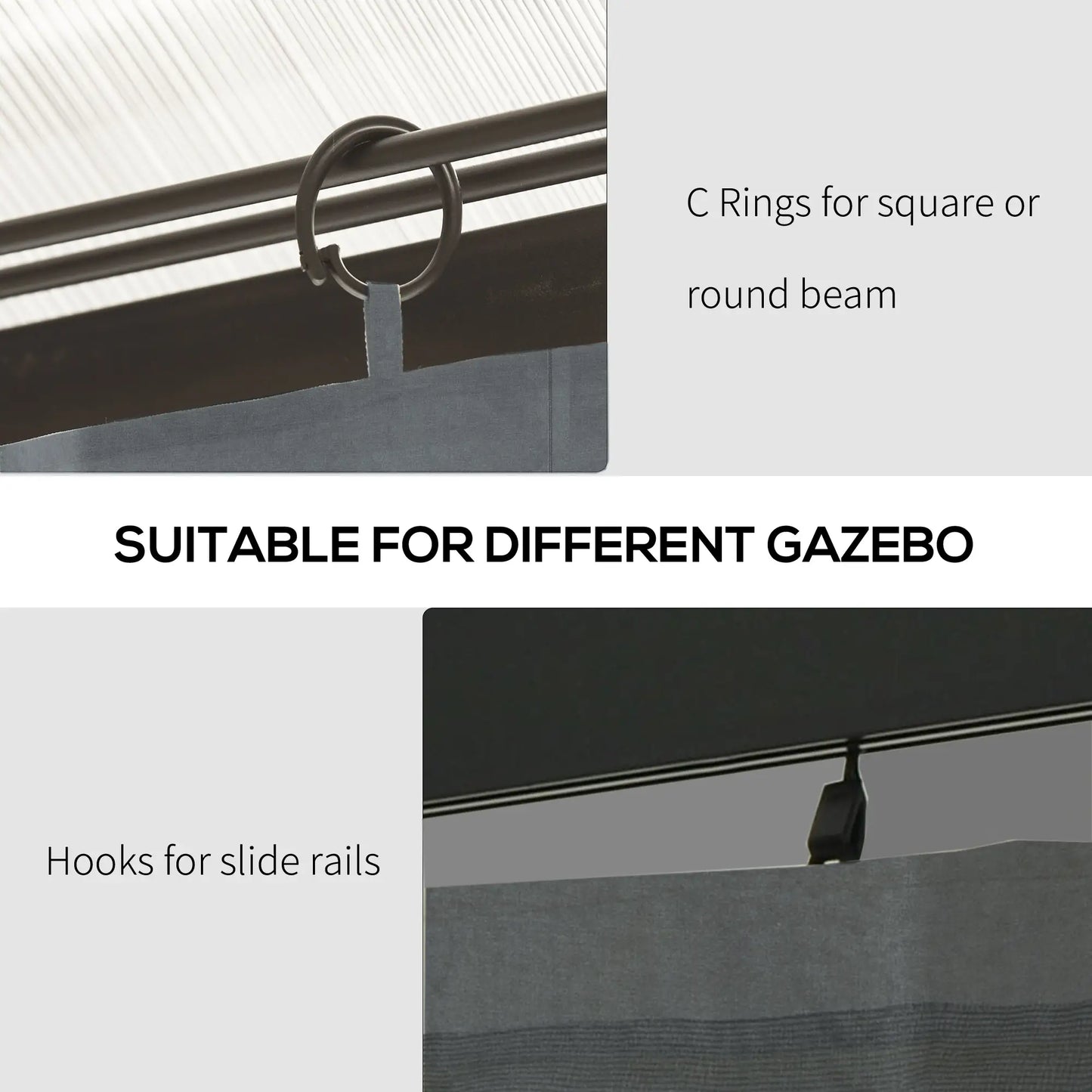 10' x 10' Gazebo Sidewall Set, 4 Panels, Hooks Included, Slate Grey Gazebo Sidewalls at Gallery Canada