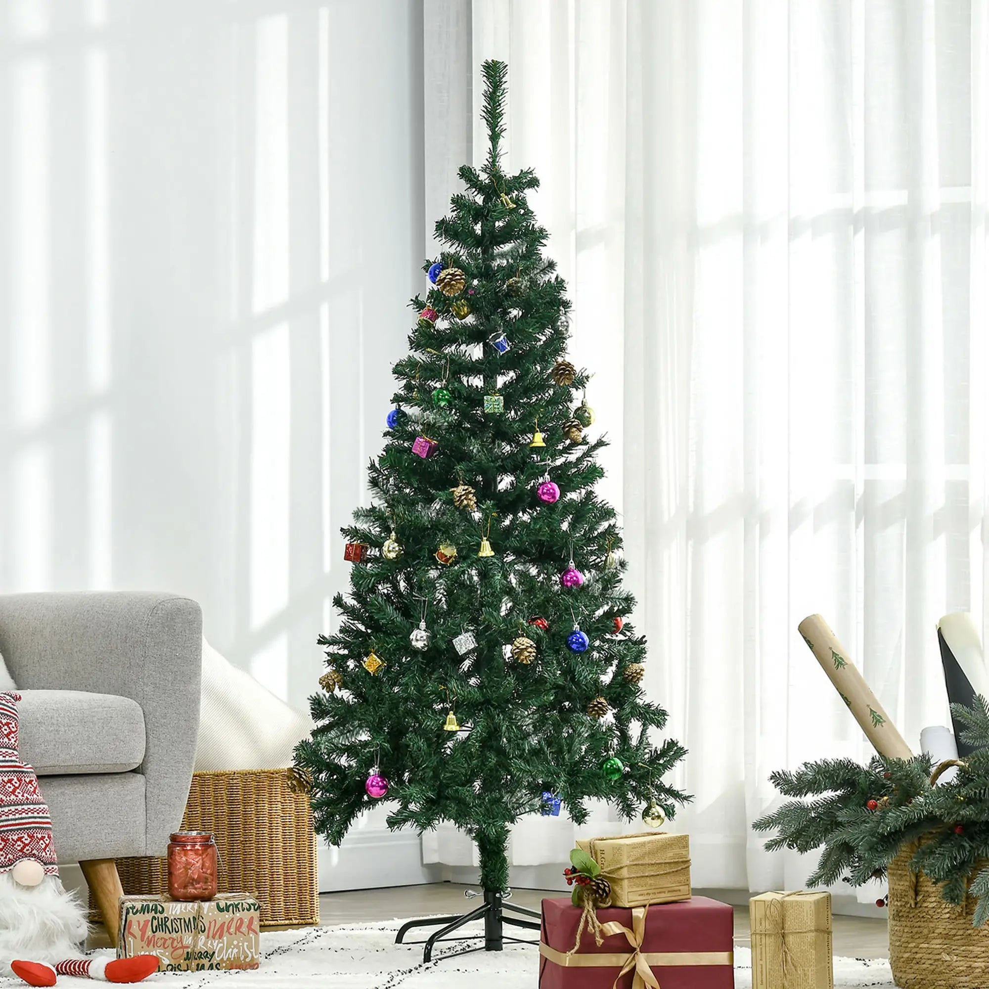 4.9ft Artificial Christmas Tree, Holiday Party Decor, Green Artificial Christmas Trees at Gallery Canada