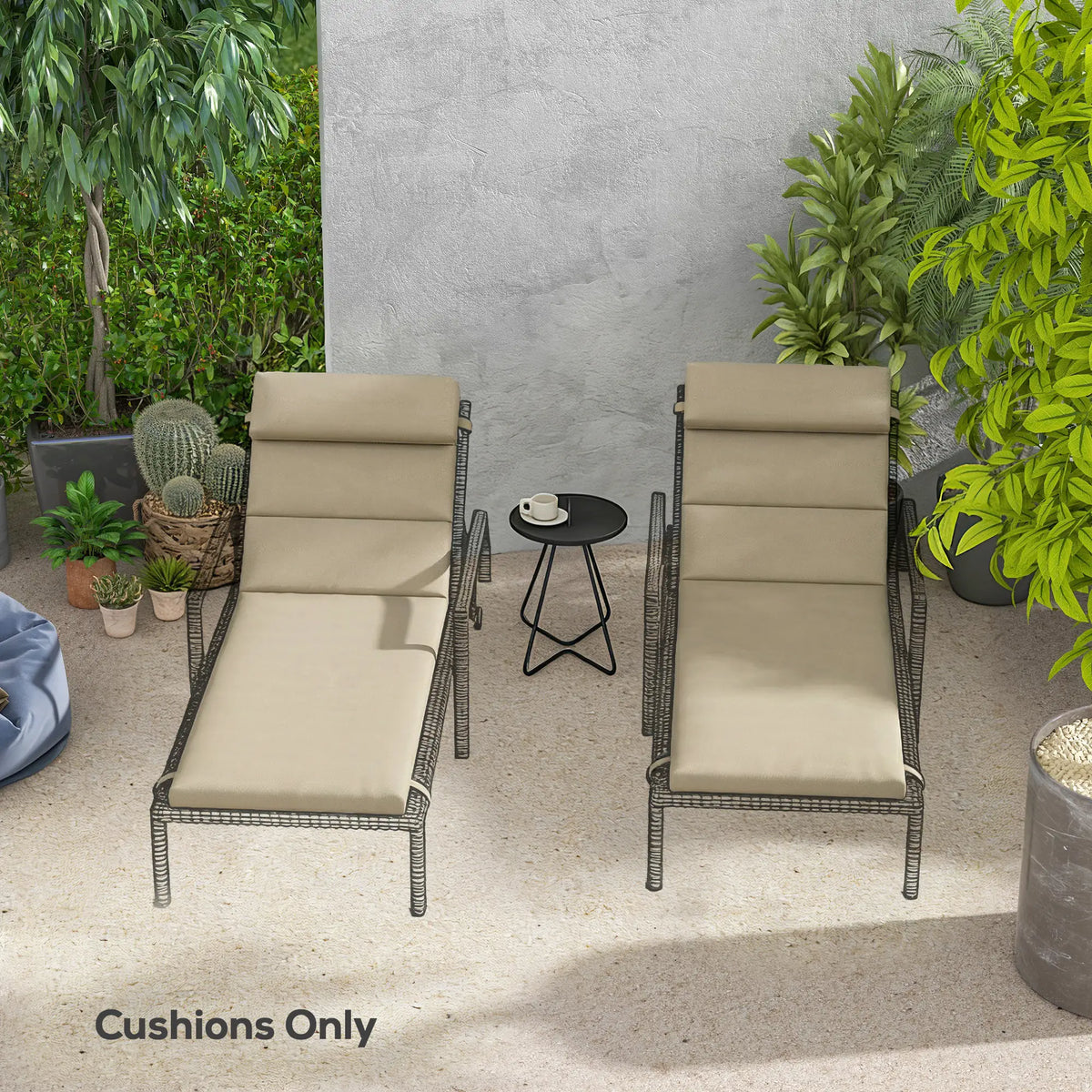 Patio Chaise Lounge Chair Cushions, Set of 2, Beige Patio Chair Cushions at Gallery Canada