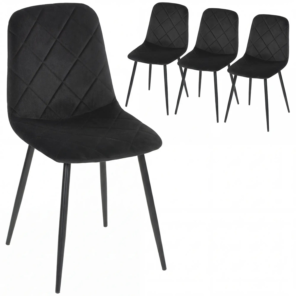 Upholstered Dining Chairs Set of 4, Steel Legs, Modern Kitchen, Black Dining Chairs at Gallery Canada