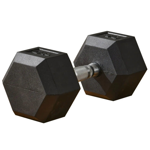 40lbs Rubber Hex Dumbbells, Fitness Training, Black