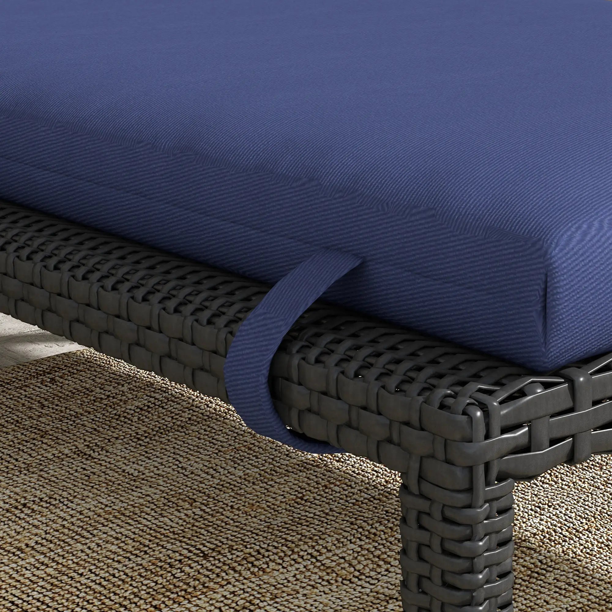 Patio Chaise Lounge Chair Cushion, with Headrest and Ties, Dark Blue Patio Chair Cushions at Gallery Canada