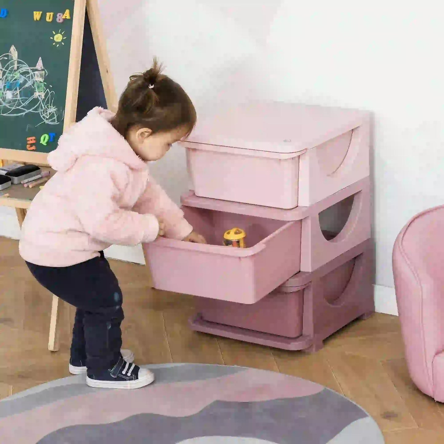 3 Tier Kids Toy Organizer, 3 Plastic Drawers, Pink Baby & Kids Storage at Gallery Canada