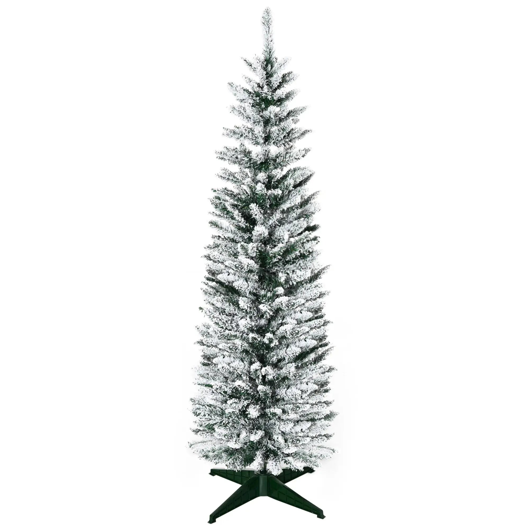 5ft Pencil Artificial Christmas Tree, Snow Flocked Branches, Green Artificial Christmas Trees at Gallery Canada