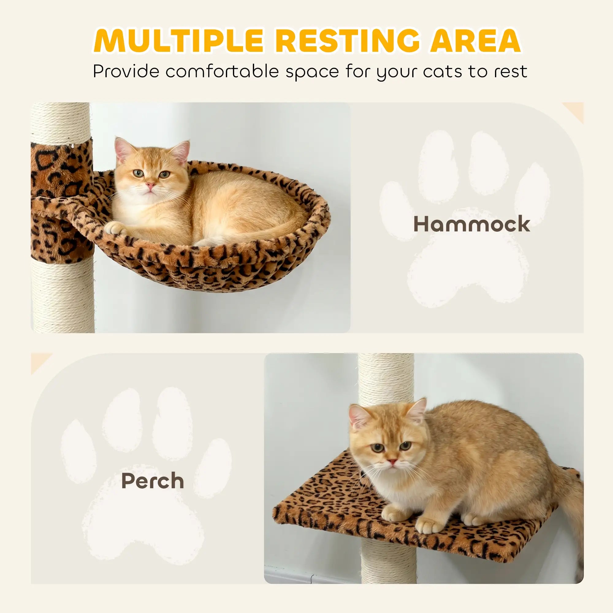 8.5ft Cat Tree 5-Tier Kitty Activity Center With Scratching Post, Leopard Print Floor to Ceiling Cat Trees at Gallery Canada