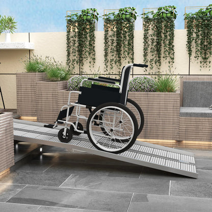 8' Foldable Handicap Ramp, Aluminum Wheelchair Ramp, Textured Threshold, Silver Knee Walker & Wheelchair Ramps at Gallery Canada