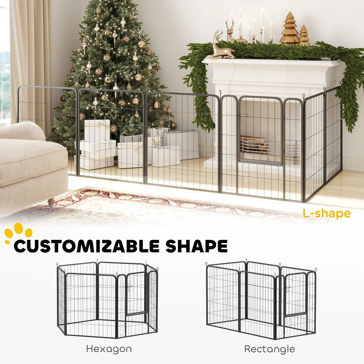 6 Panels Heavy Duty Dog Playpen, 31.5" Height, Portable Foldable Houses, Kennels & Pens at Gallery Canada