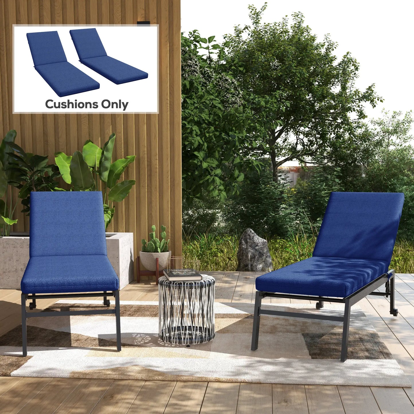 2-Piece Patio Chair Cushion Set, Indoor Outdoor, Blue Patio Chair Cushions at Gallery Canada