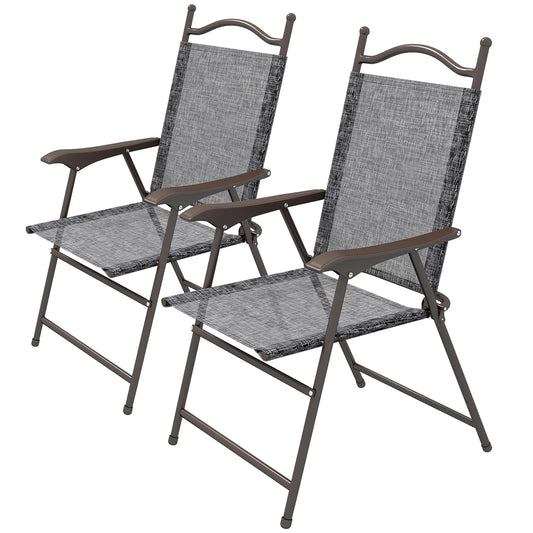 Folding Patio Camping Chairs Set with Armrest, Mesh Fabric, no color Patio Chairs Grey at Gallery Canada