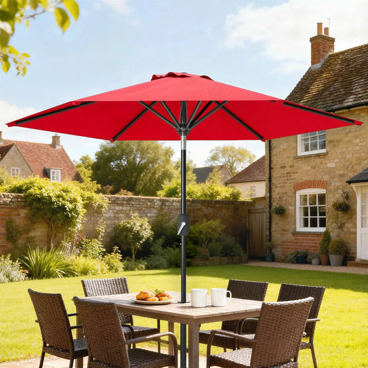 Patio Sun Umbrella, 6 Ribs, Wine Red Sun Umbrellas Wine Red at Gallery Canada