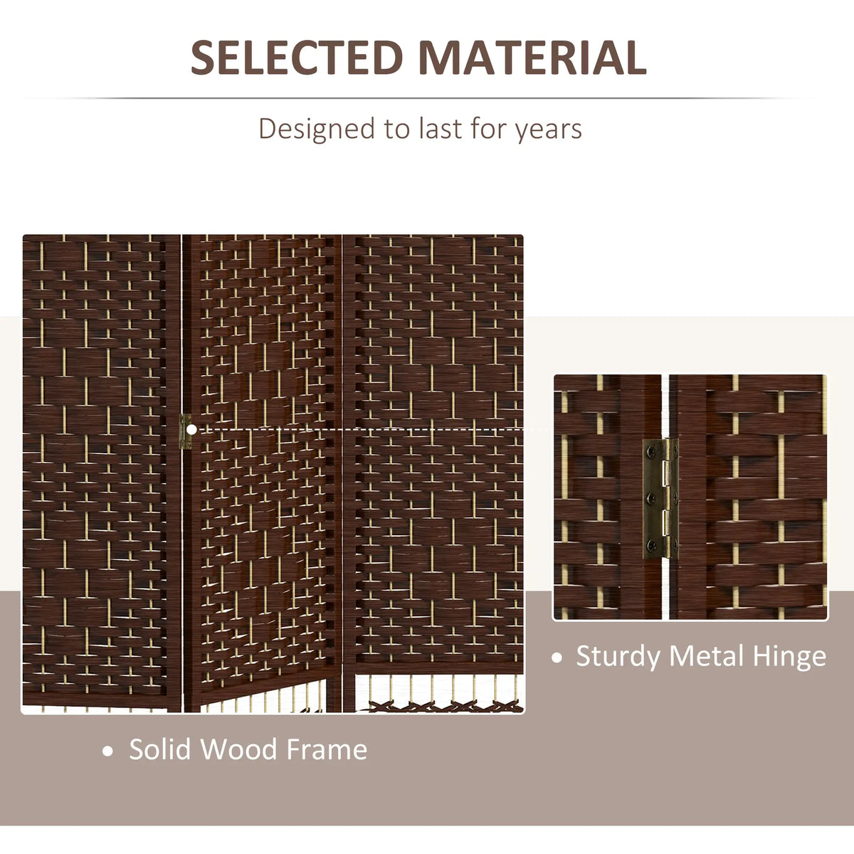 4 Panel Folding Room Divider, Portable Privacy Screen, Brown Room Dividers at Gallery Canada