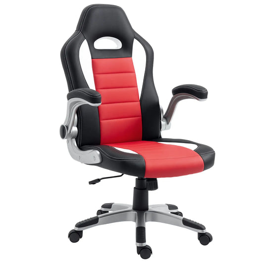 Racing Gaming Chair, PU Leather, Adjustable Height, Flip Up Armrest, Red Video Game Chairs Red, Black, White at Gallery Canada
