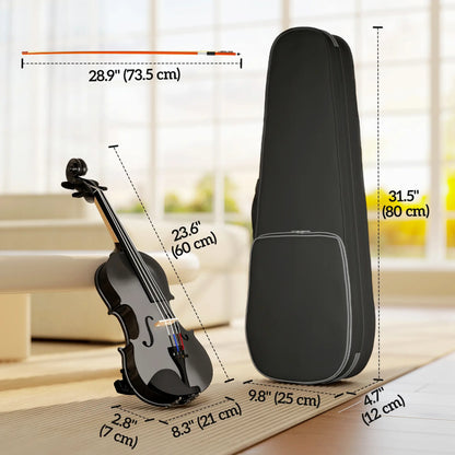 Full Size Violin, Wood Acoustic Set, Case, Rosin, Shoulder Rest, Black Electronic Musical Pianos at Gallery Canada