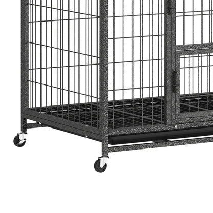 37 Inch Heavy Duty Dog Crate, Large Metal Cage With Lockable Wheels Dog Cages & Crates at Gallery Canada