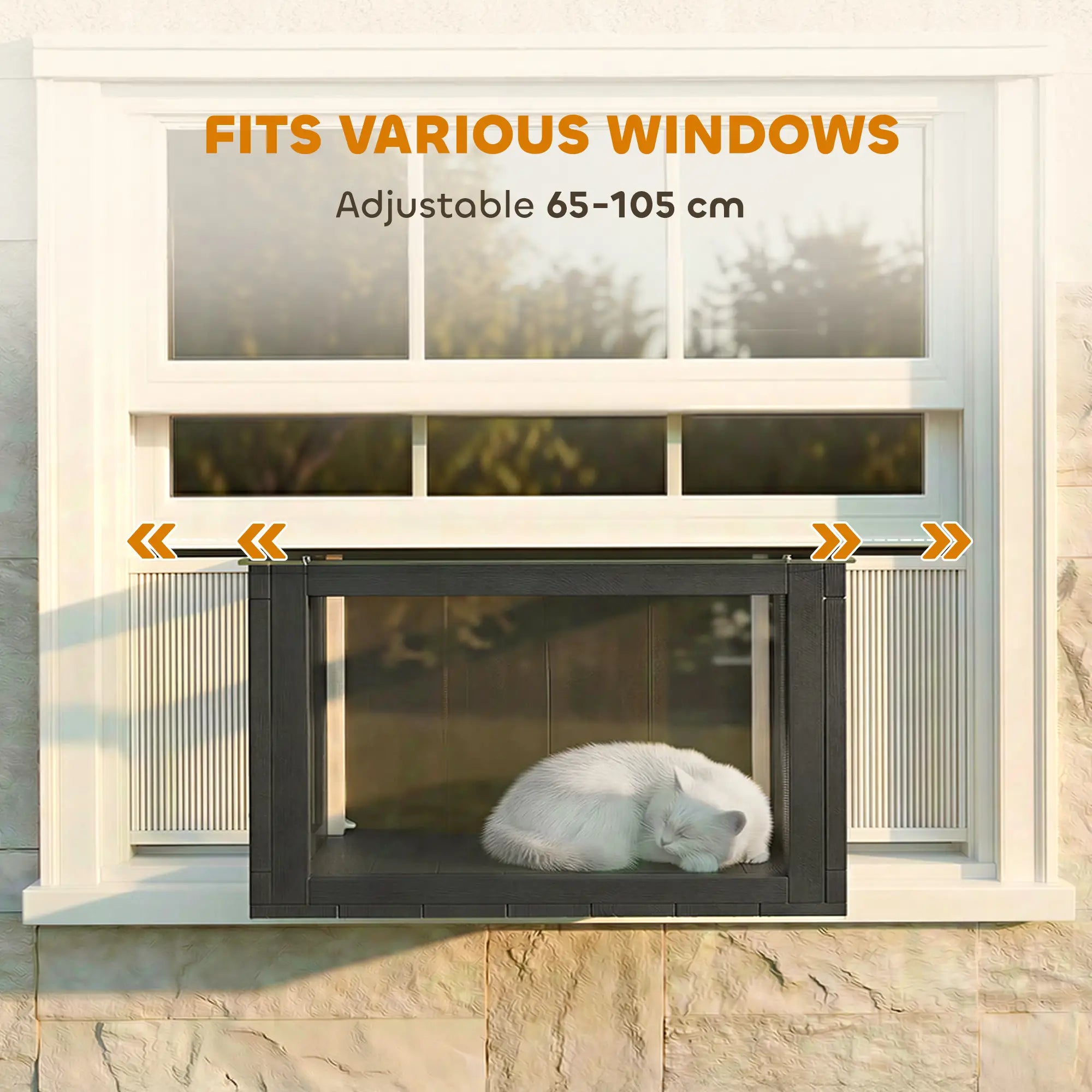 Outdoor Cat Enclosure, Adjustable Cat House, Waterproof Top, 24