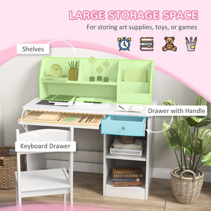 Kids Desk and Chair Set, Study Table for 5-8 Year Old, White Kids Desk Sets at Gallery Canada