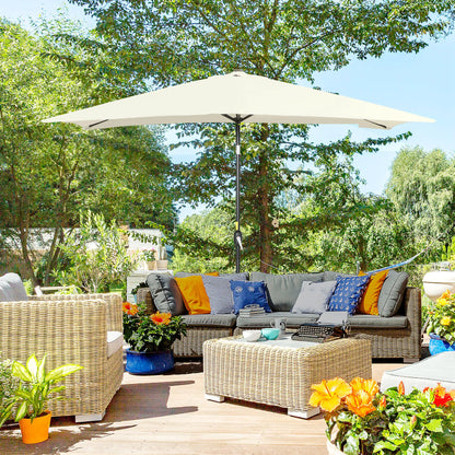 6.5x10ft Rectangle Aluminum Patio Umbrella, Outdoor Sunshade Canopy, Cream White Sun Umbrellas at Gallery Canada