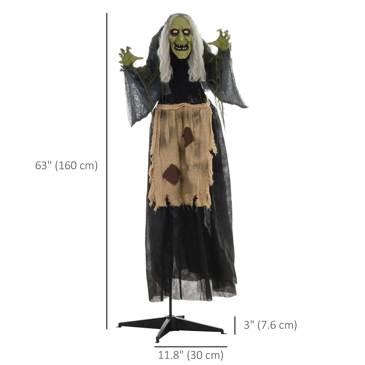 Animatronic de sorcière d'Halloween avec activation sonore