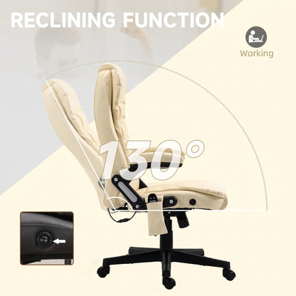 Adjustable Heated Massage Swivel Office Chair, High Back Leather, Beige Massage Chairs at Gallery Canada