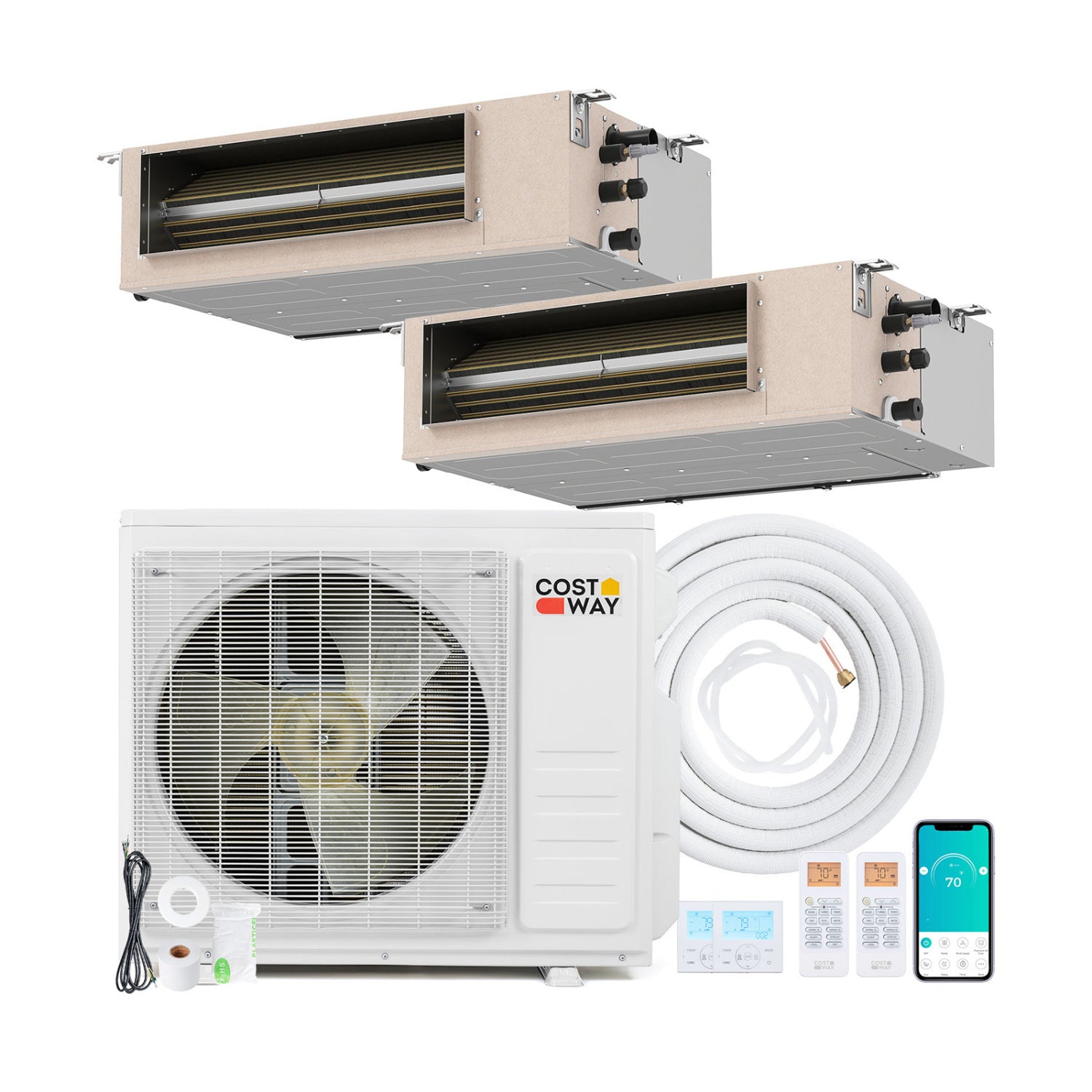 18000 BTU 2 Zone 24 SEER2 Concealed Ducted Mini Split AC, 9K + 9K, White 2 Zone Mini Split White at Gallery Canada