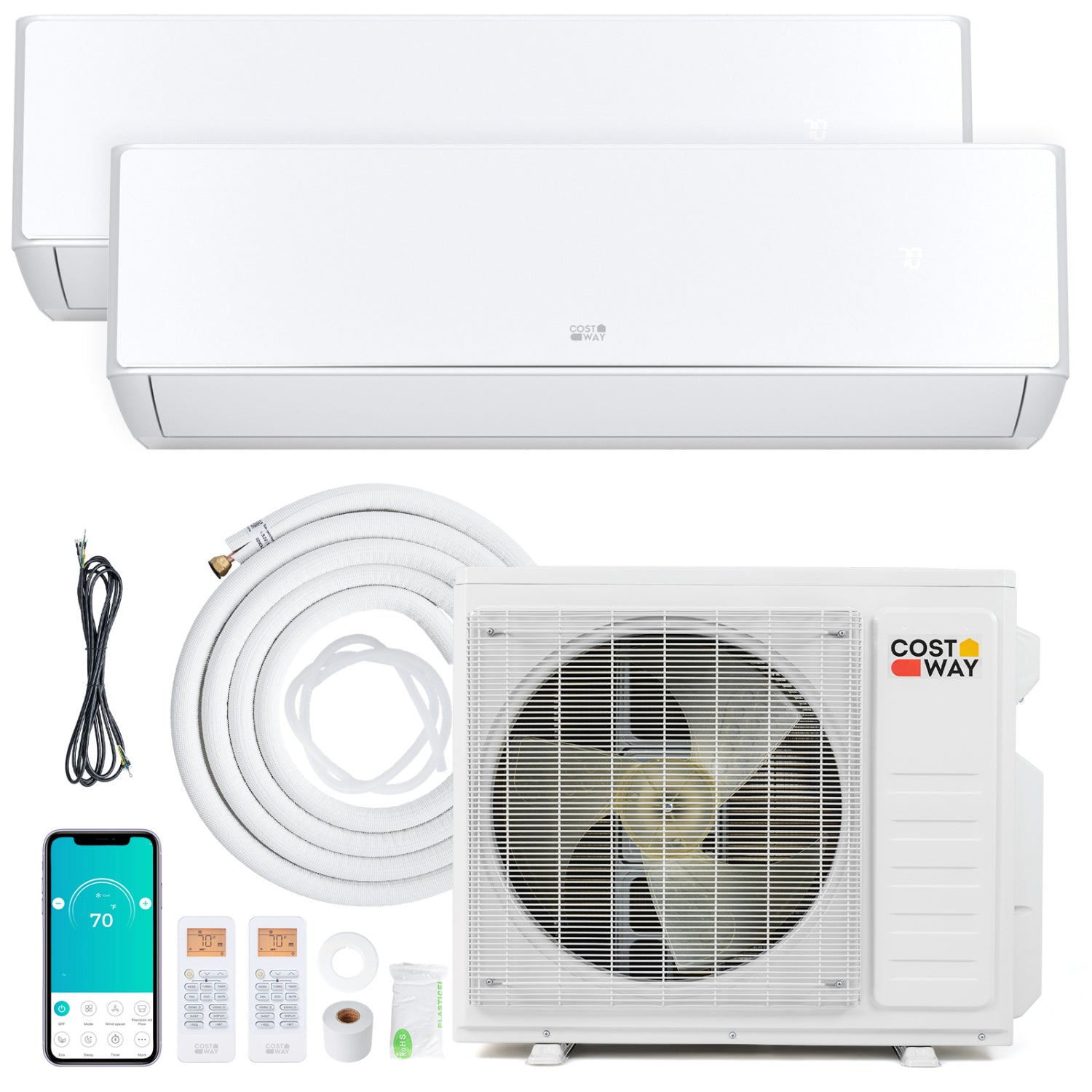 27000 BTU 2 Zone 24 SEER2 Mini Split AC, 12K + 12K, White Mini Split Air Conditioners White at Gallery Canada