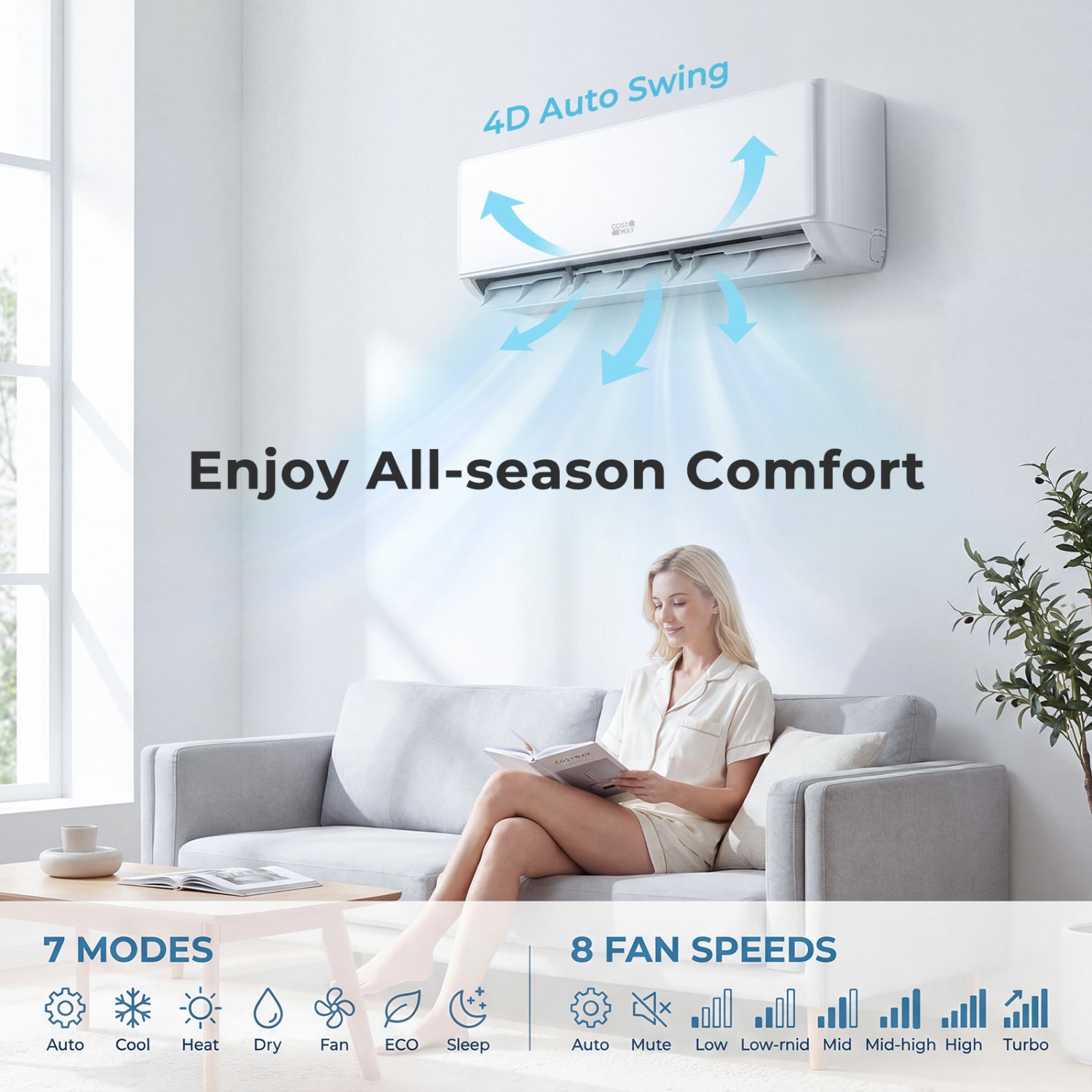 27000 BTU 2 Zone 24 SEER2 Mini Split AC, Heat Pump, White Mini Split Air Conditioners at Gallery Canada