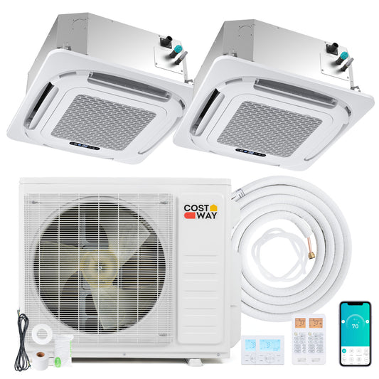 27000 BTU 2 Zone 24 SEER2 Ceiling Cassette Mini Split, White 2 Zone Mini Split White at Gallery Canada