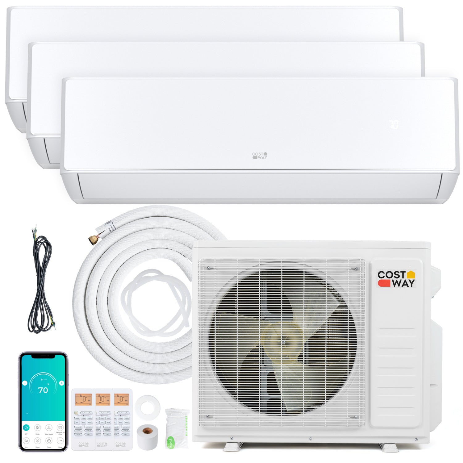 27000 BTU 3 Zone Mini Split AC, 24 SEER2 Heat Pump, 12K+12K+12K, White Mini Split Air Conditioners White at Gallery Canada