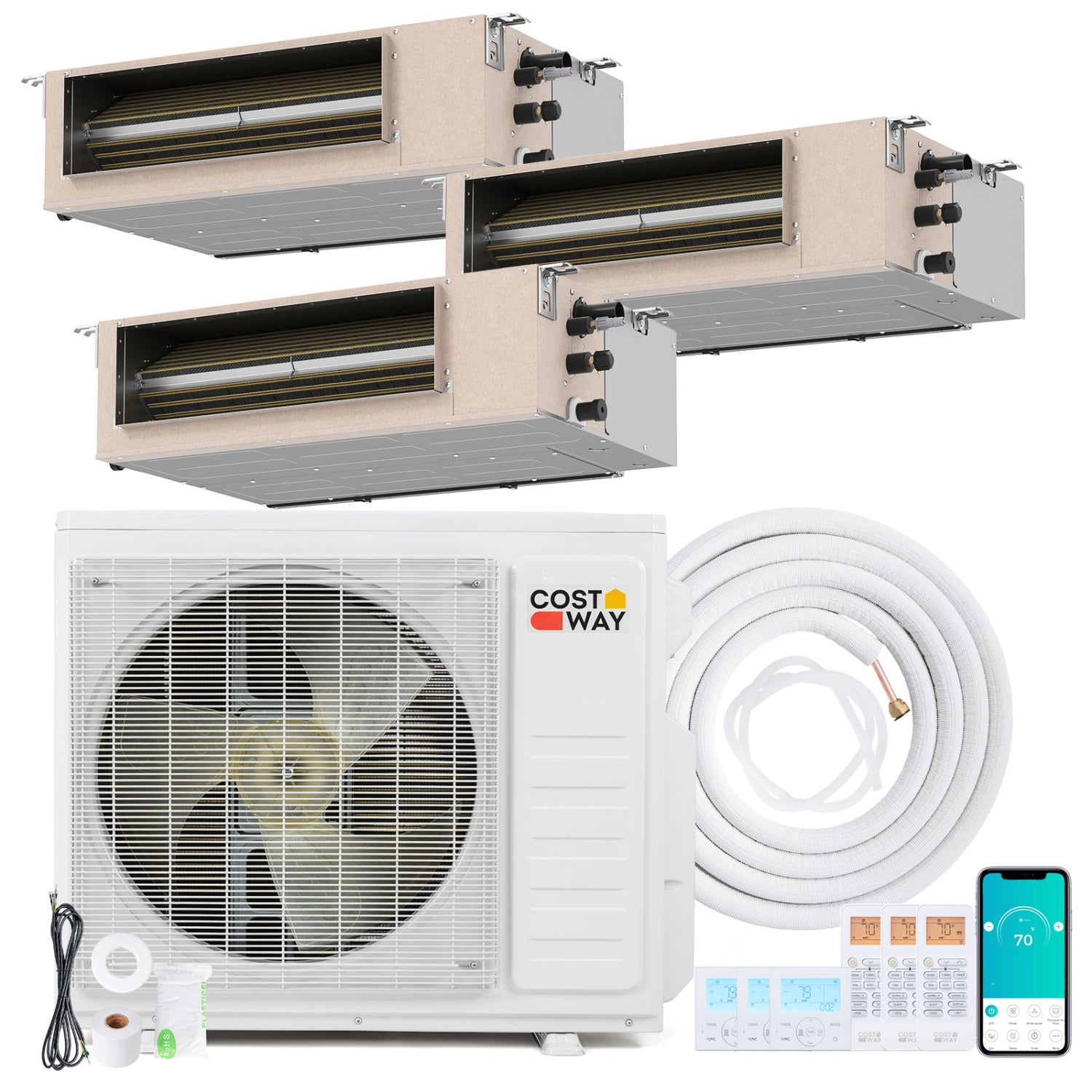 27000 BTU 3 Zone 24 SEER2 Mini Split AC, 12K + 12K + 12K, White 3 Zone Mini Split at Gallery Canada