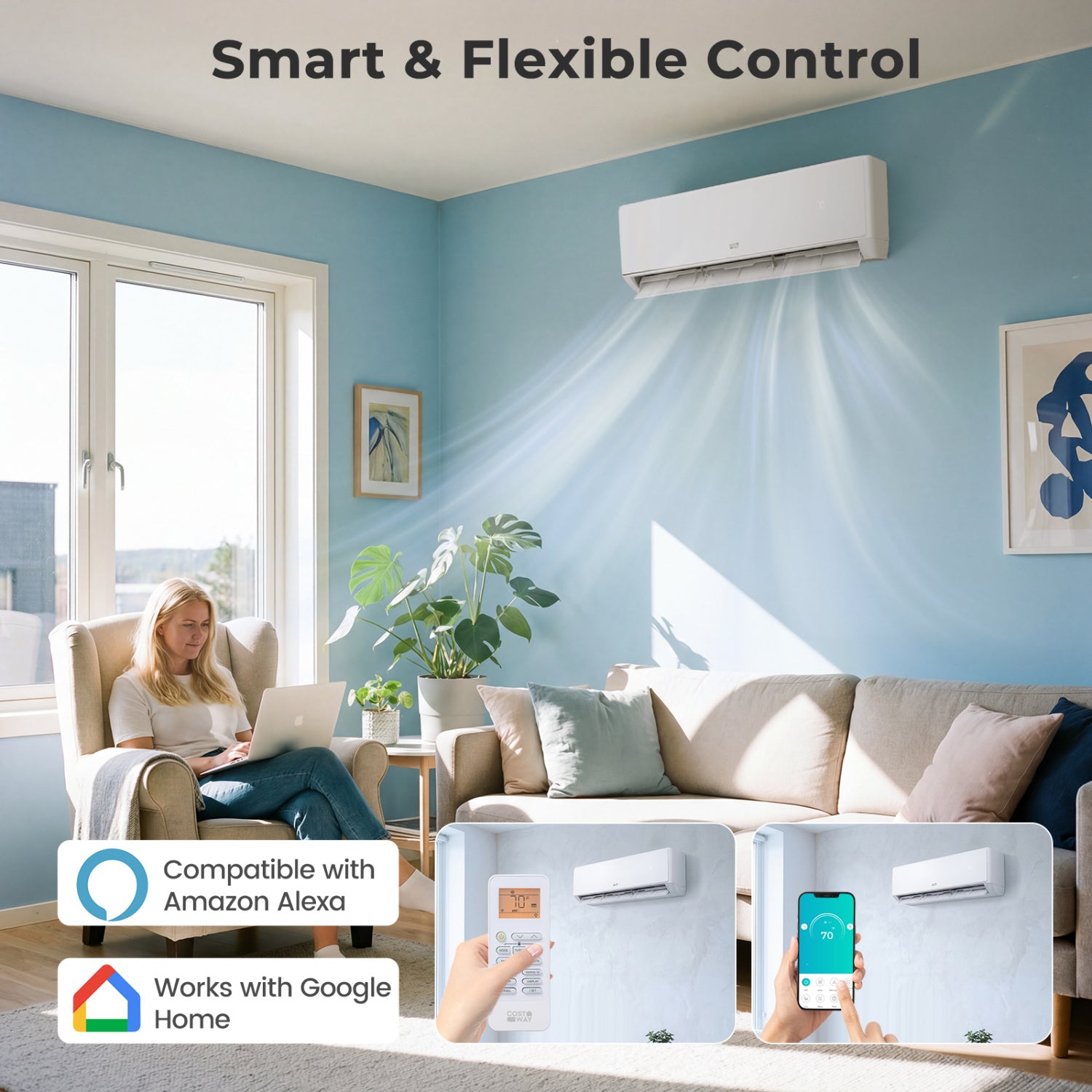 35000 BTU 2 Zone 22.5 SEER2 Mini Split AC, Heat Pump, 18K + 18K, White Mini Split Air Conditioners at Gallery Canada