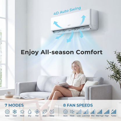 X-Pro 35,000 BTU 2 Zone 22.5 SEER2 Mini Split AC Heat Pump, White