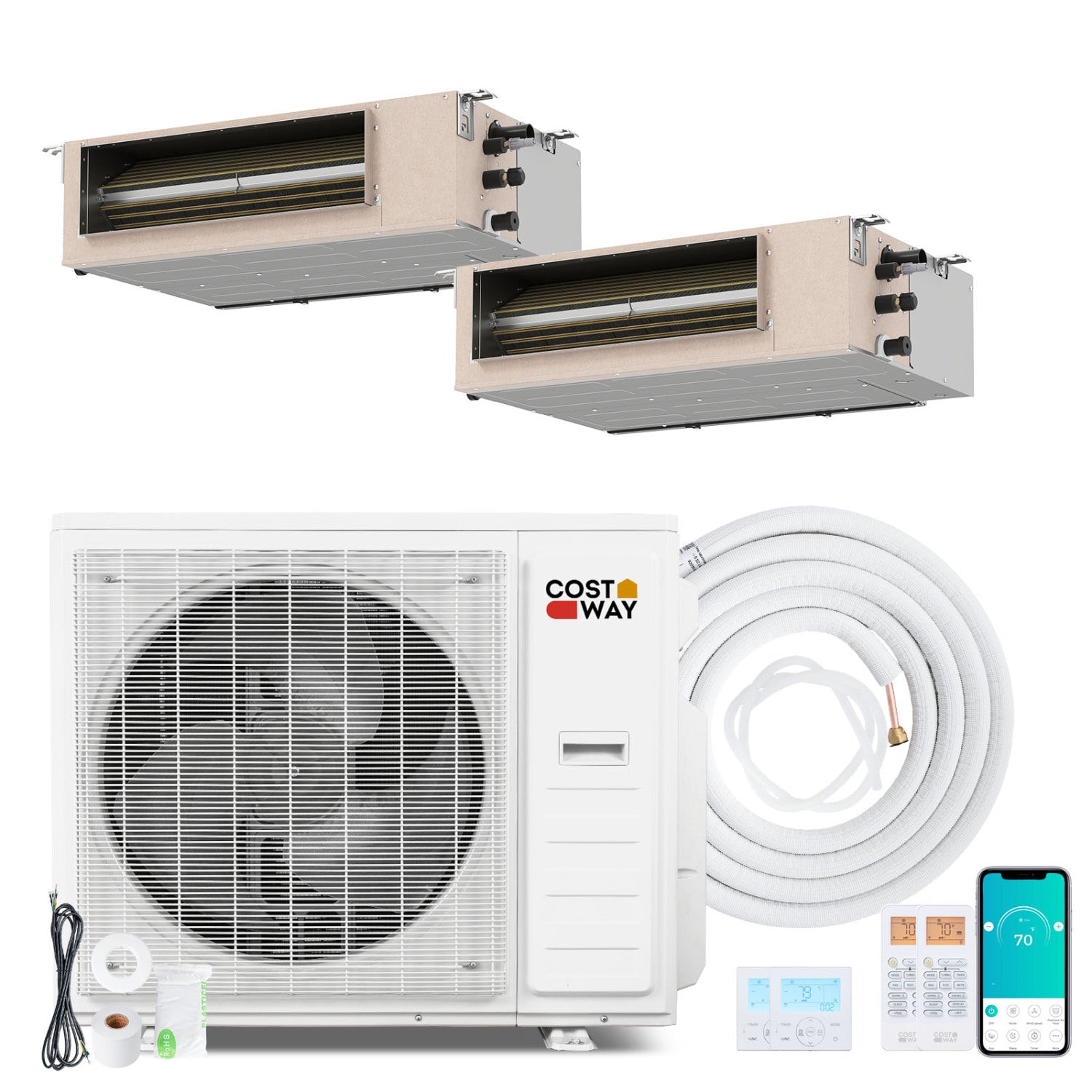 Concealed Ducted Mini Split AC, 22.5 SEER2, 35000 BTU, 2 Zone, White 2 Zone Mini Split at Gallery Canada