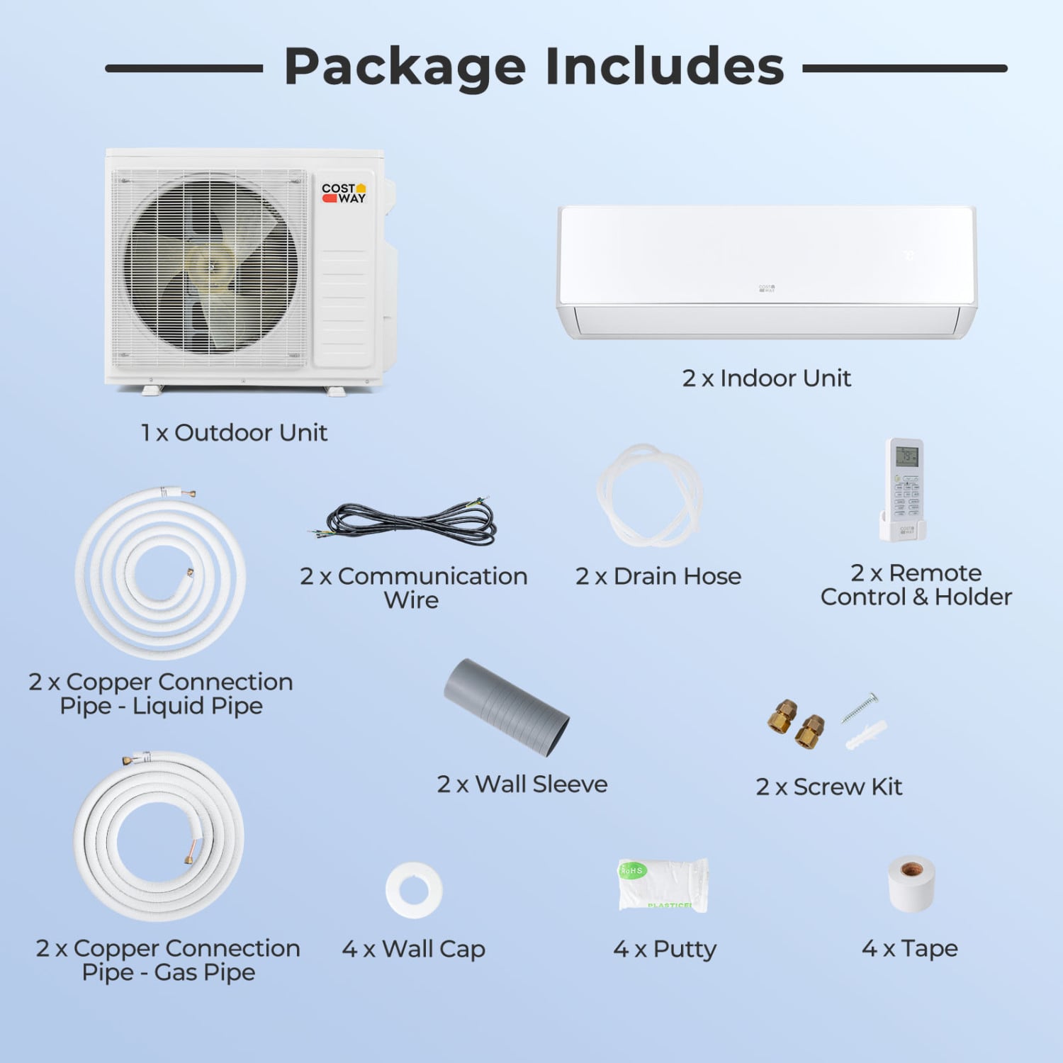 X-Pro 35000 BTU 2 Zone 22.5 SEER2 Mini Split AC Heat Pump, 12K+24K, White 2 Zone Mini Split at Gallery Canada