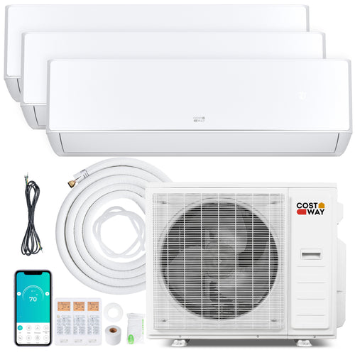 Mini Split AC Heat Pump, 3 Zone 35000 BTU 22.5 SEER2, 12K+12K+18K, White