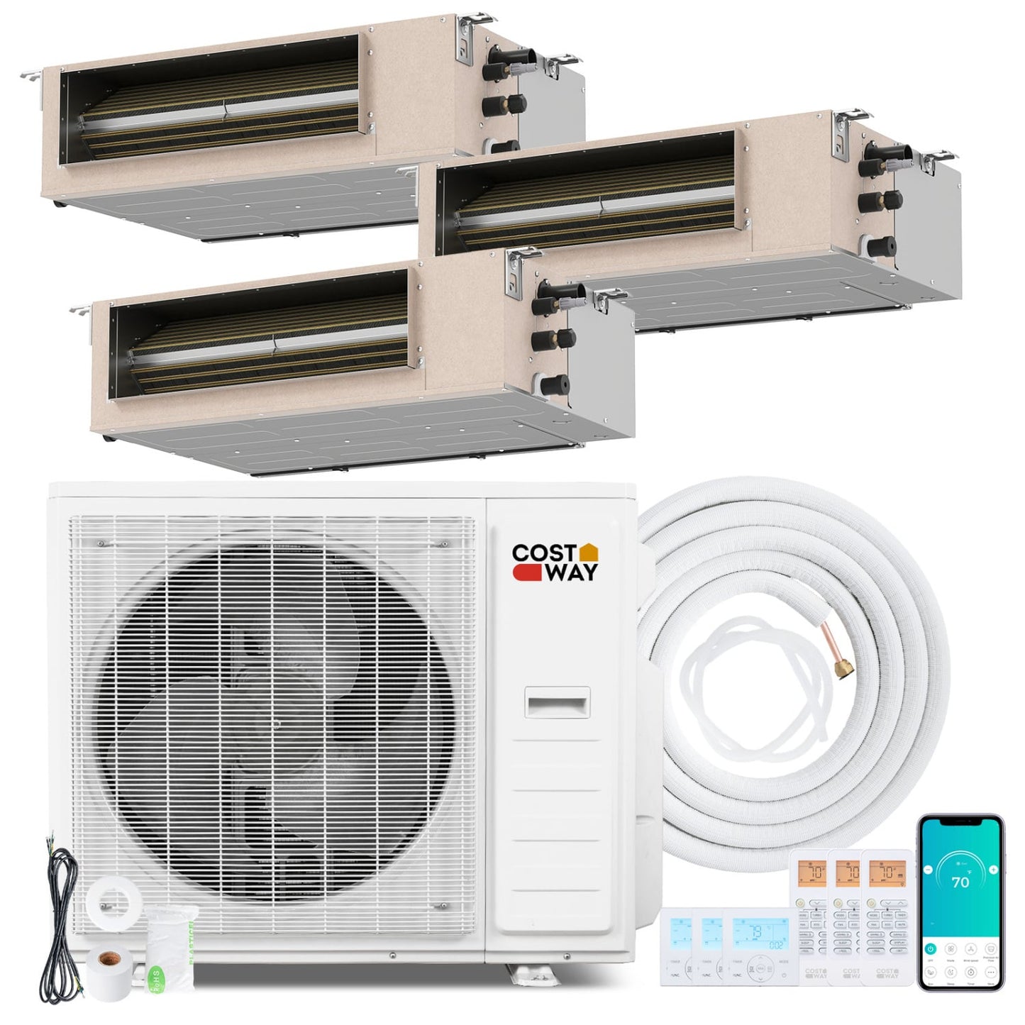 X-Pro 35000 BTU 3 Zone 22.5 SEER2 Concealed Ducted Mini Split AC, White 3 Zone Mini Split at Gallery Canada