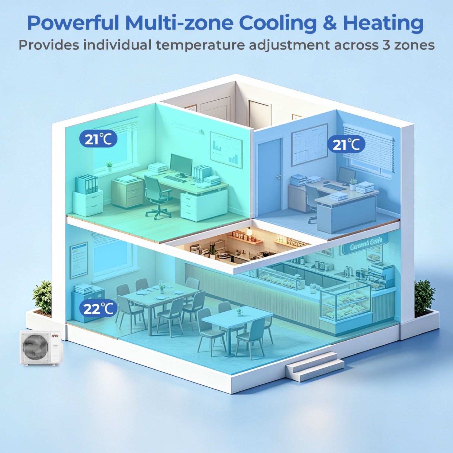 Ceiling Cassette Mini Split AC, 35000 BTU, 3 Zone, 22.5 SEER2, White 3 Zone Mini Split at Gallery Canada