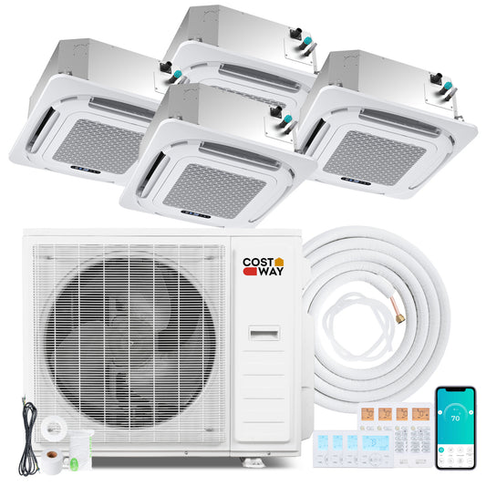 4 Zone Ceiling Cassette Mini Split AC, 35000 BTU, 22.5 SEER2, White 4 Zone Mini Split White at Gallery Canada