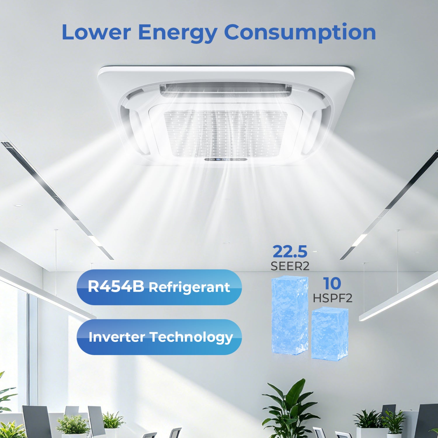 X-Pro 35000 BTU 4 Zone 22.5 SEER2 Ceiling Cassette Mini Split, White 4 Zone Mini Split at Gallery Canada