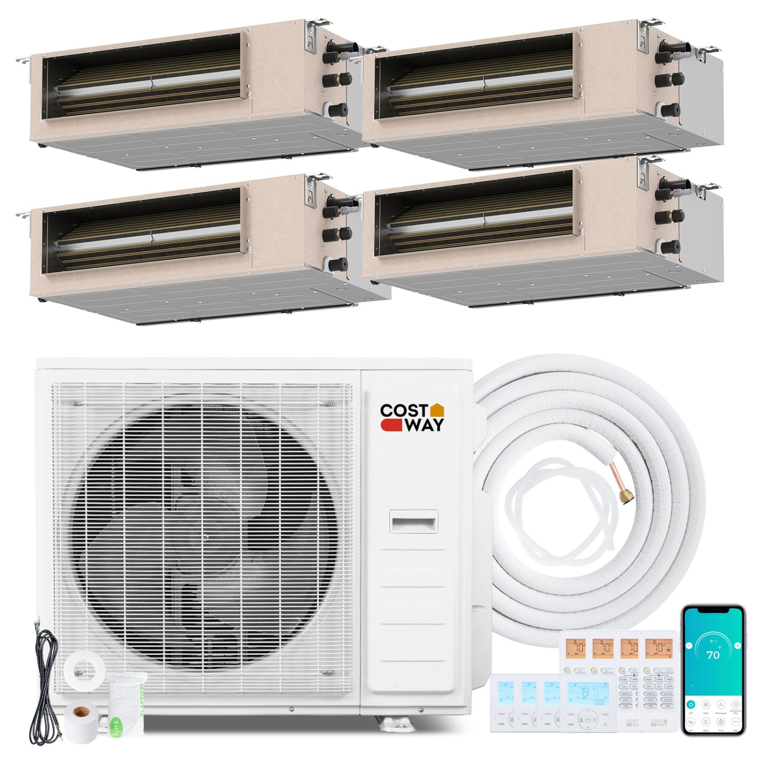 35000 BTU 4 Zone 22.5 SEER2 Ducted Mini Split AC, White 4 Zone Mini Split White at Gallery Canada