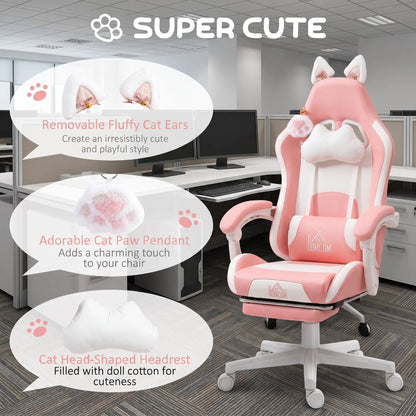 Racing Gamer Chair, Faux Leather with Footrest, Headrest, Lumbar Support, Pink Video Game Chairs at Gallery Canada