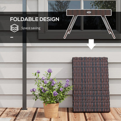 Outdoor Rattan End Table, Metal Frame Patio Wicker Coffee Table, Brown Patio Side Tables at Gallery Canada