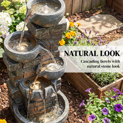 31.5" Tall 5 Tiers Cascading Water Fountain, Mixed, Outdoor Garden Patio Decor Water Fountains at Gallery Canada