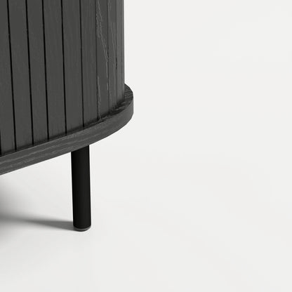 35.4" Sideboard Buffet Cabinet, Slatted Tambour Doors, Metal Legs, Black Storage Cabinets at Gallery Canada