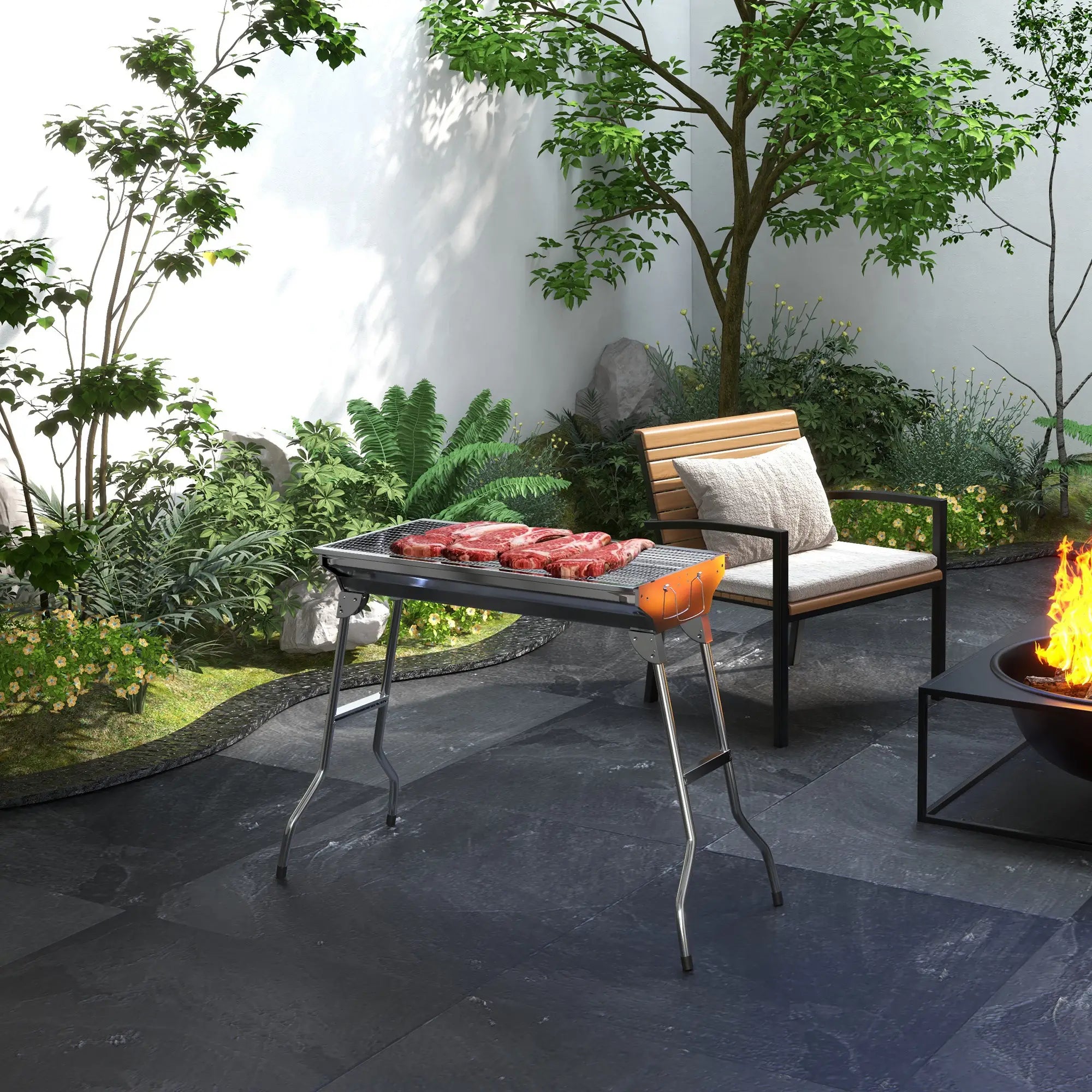 Stainless Steel Charcoal BBQ Grill, Portable With Handles Charcoal BBQ Grils at Gallery Canada