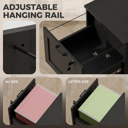 Vertical Filing Cabinet, 2 Drawers, Lock, A4 Letter, Black Office Cabinets & Cupboards at Gallery Canada