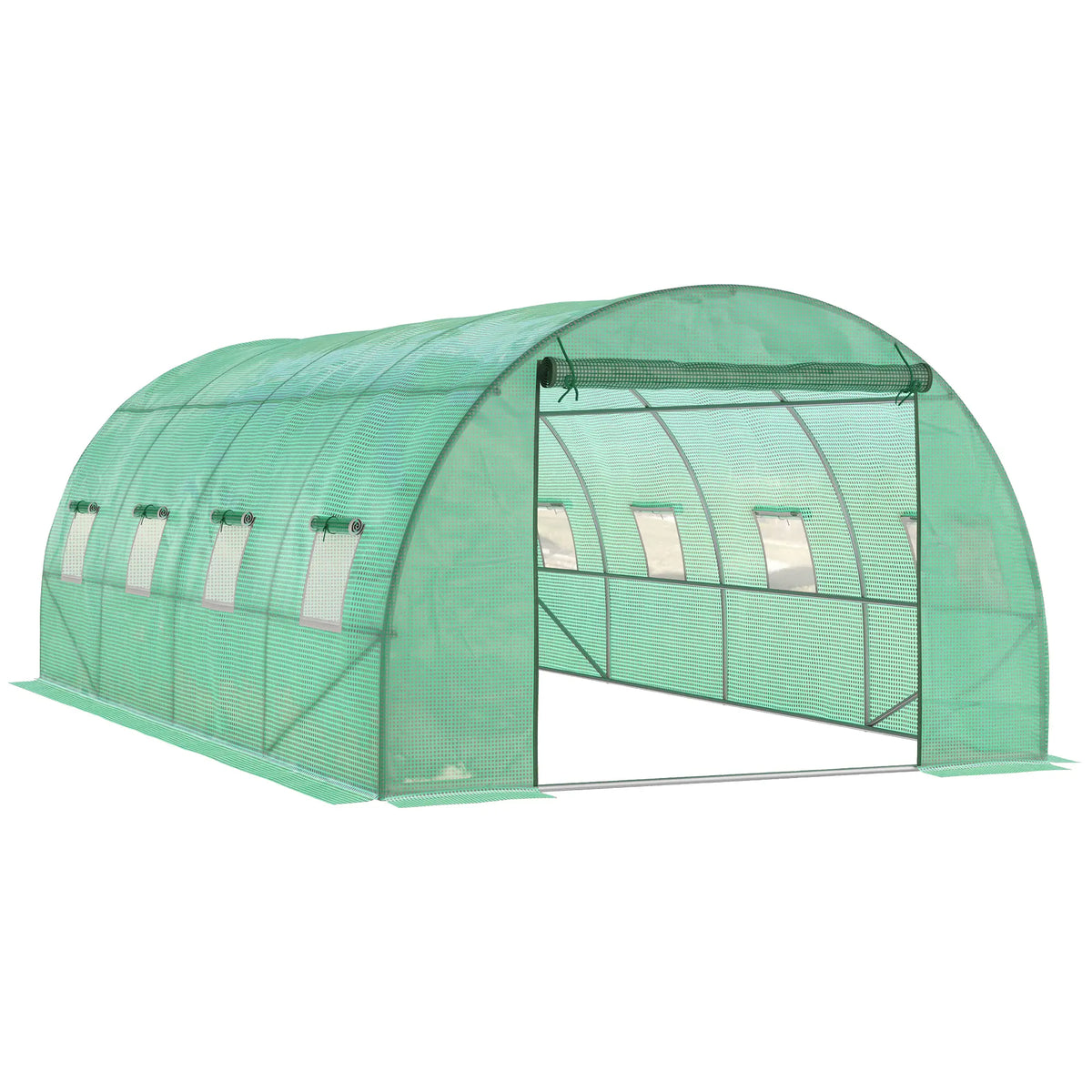 Walk-In Tunnel Greenhouse, 19x10x6.6ft, Zipped Door, 8 Mesh Windows, Green Tunnel Greenhouses Green at Gallery Canada