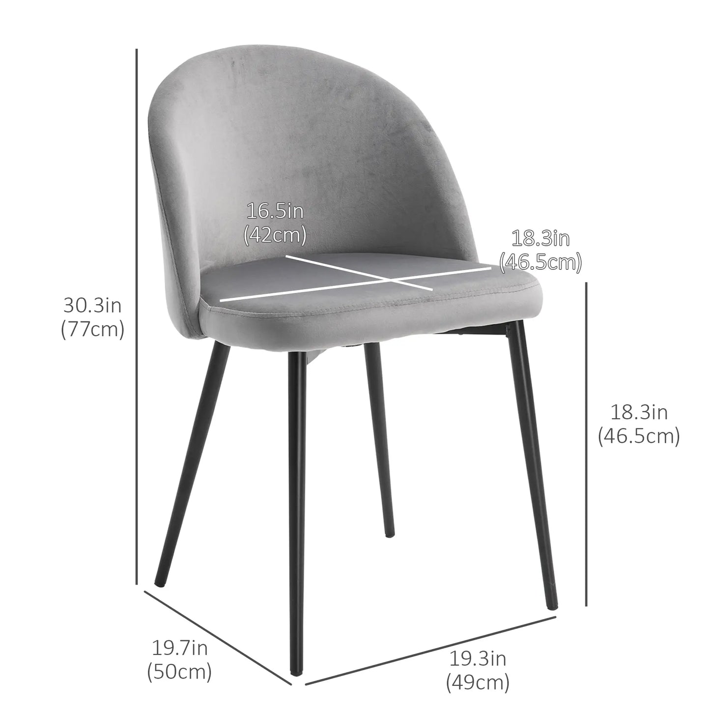 Modern Dining Chairs, Set of 4, Mid-Back Velvet Upholstery, Grey Dining Chairs at Gallery Canada