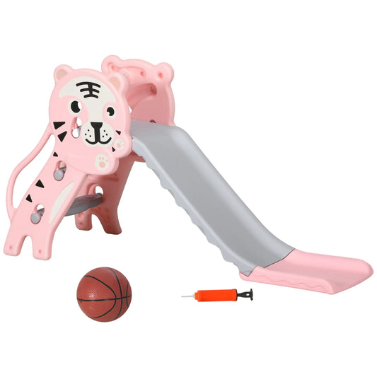 3 in 1 Toddler Slide, Basketball Hoop, Climber, 18-36 Months, Pink Gym Sets & Swings Pink, Grey at Gallery Canada