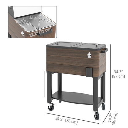 60qt Patio Cooler, Portable Outdoor Cooler with Wheels, Brown Cooler Boxes at Gallery Canada