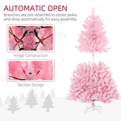 5' Artificial Christmas Tree, Auto Open, Steel Base, Indoor, Pink Artificial Christmas Trees at Gallery Canada